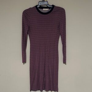 Tory Burch Purple Geometric Long Sleeve Dress